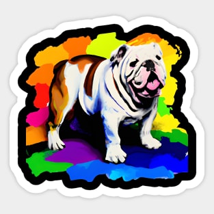 English Bulldog Rainbow Painting Sticker